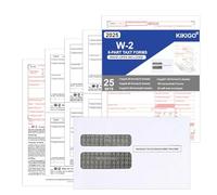 Formulaires W2 2025, formulaires fiscaux en 6 parties, 25 formulaires laser pour employés, compatibles avec QuickBooks et logiciels de comptabilité, 25 enveloppes auto-adhésives incluses