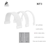 FormulaMod tout le kit blanc de câble d'extension de PSU,câble solide de document Chlor ATX24Pin PCI-E8Pin CPU8Pin avec des peignes - Type Kit I-All White With Combs