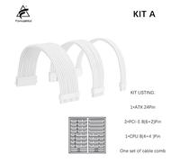 FormulaMod tout le kit blanc de câble d'extension de PSU,câble solide de document Chlor ATX24Pin PCI-E8Pin CPU8Pin avec des peignes - Type Kit A-All White With Combs