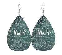 Formulas Shapes Theory Lesson Word Boucles d'oreilles en cuir avec pendentif imprimé en forme de goutte pour femme avec crochet Mode vintage fête quotidienne, taille unique, Cuir