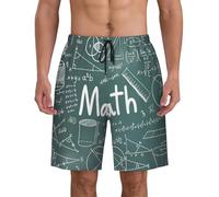 Formulas Shapes Theory Math Leçon Word Print Maillot de bain pour homme Léger Respirant Plage Sorties Shorts Surf Activités d'été, Noir , XL
