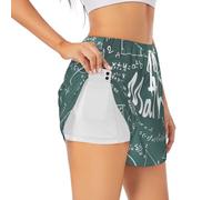 Formulas Shapes Theory Math Leçon Word Print Short de sport respirant pour femme pour course à pied, fitness, entraînement, activités de plein air, blanc, XL Taille courte
