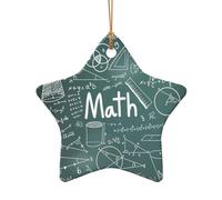 Formulas Shapes Theory Math Leçon Word Print Tree Ceramic Hanging Decor, Christmas Ceramic Star Heart Pendant For Christmas Tree Festive Setup