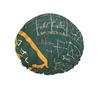 Formulas Shapes Theory Math Leçon Word Printed Double Couche Imperméable Bonnet de douche Réutilisable Spa & Masque de bain pour voyage, soins à domicile et routine beauté