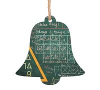 Formulas Shapes Theory Math Leçon Word Printed Lot de 6 décorations de sapin de Noël en bois en forme de cloche pour sapin de Noël, décoration à suspendre et décoration de fête festive