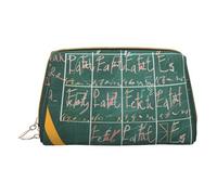 Formulas Shapes Theory Math Leçon Word Printed Petite trousse de maquillage portable en cuir avec fermeture éclair pour femme, blanc, Taille unique, Trousse de maquillage
