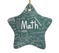 Formulas Shapes Theory Math Leçon Word Printing Ornements chrétiens pour Noël, en forme d'étoile en céramique avec ficelle, étoile de Noël à suspendre