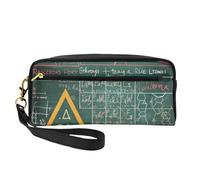 Formulas Shapes Theory Math Lesson Word Trousse de maquillage en cuir avec dragonne Portable Voyage Trousse de toilette pour femme, Noir , Taille unique, Trousse de maquillage