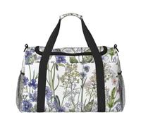 Formulas Shapes Theory Sac de voyage avec mots imprimés de leçons de mathématiques Grande capacité Sac de w nd pour femme et homme, Herbes florales et plantes herbacées, One Size, Sac de voyage