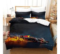 Formule 1 BullRacing Modèle Housses De Couette Imprimé Hypoallergénique Ensemble De Formula racing Literie Avec Parure De Lit Microfibre Linge De Lit Et Taie D'oreiller Doux Et Souple King（220x240cm）