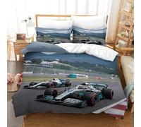 Formule 1 Literie Set Soft Microfibre Formula Racing Ensemble De Linge De Lit, Parure De Lit Linge De Lit pour Adultes Enfants Hypoallergénique Doux Et Souple Double（200x200cm）