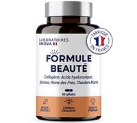 FORMULE BEAUTÉ | Complement Alimentaire Cheveux Peau & Ongles | Collagene Marin, Acide Hyaluronique, Biotine, Zinc, Selenium | 60 Gelules | Fabrique En France