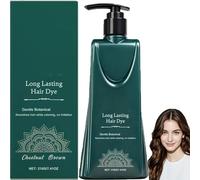 Formule douce - Kit de teinture pour cheveux longue durée - Shampoing de couleur instantanée pour cheveux - Coloration végétale nourrissante pour cheveux blancs - Châtain