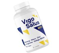 FORMULE HOMMES - Performance + Endurance + Énergie - Maca, Tribulus, Ginseng, Ginkgo Biloba, L Arginine et Zinc Haute Dose | Puissance Vitalité Booster - Vigosalus 90 Capsules