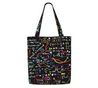 Formule mathématique colorée à imprimer,Sacs d'épicerie réutilisables, sacs fourre-tout de grande capacité, sac à bandoulière en toile