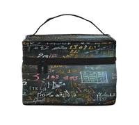 Formule mathématique - Grande trousse de maquillage imperméable pour voyage et gym, organiseur de maquillage avec 4 sangles élastiques et compartiments, tissu sergé de qualité supérieure., Noir