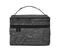 Formule mathématique - Grande trousse de maquillage imperméable pour voyage et gym, organiseur de maquillage avec 4 sangles élastiques et compartiments, tissu sergé de qualité supérieure., Noir