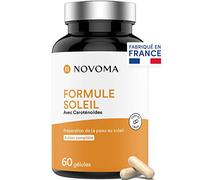 NOVOMA Formule Soleil, Activateur et Accélérateur de Bronzage, 7 Actifs Naturels dont Bêta-Carotène, Bardane et Cuivre, Préparation et Protection de la Peau, 60 Gélules, Fabriqué en France