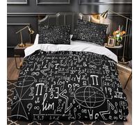 Formules mathématiques Housse de Couette Microfibre Hypoallergique 3D Imprimée Super Douce Dessin manuscrit Parure de Lit Fermeture Éclair Confortable Léger Respirante for Couple Single（135x200cm）