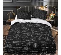 Formules mathématiques Housse de Couette Microfibre résistante 3D Effet Super Douce Dessin manuscrit Parure de Lit Fermeture Éclair Hypoallergique Confortable for Hommes Enfants Single（140x200cm）