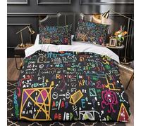 Formules mathématiques Parure de Lit Microfibre Hypoallergique 3D Imprimée Super Douce Tableau noir coloré Housse de Couette Fermeture Éclair Respirante Résistante for Adulte Single（135x200cm）