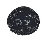 Formules mathématiques sans couture avec des formes géométriques,Bonnet de douche/bonnet de nuit double couche imperméable et élastique, bonnet de bain réutilisable