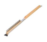FORNEZA - Brosse avec grattoir pour Four à Pizza et Barbecue, Acier Inoxydable, têtes triples, Longueur 44 cm