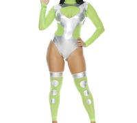 Forplay Costume d'extraterrestre 3 pièces pour femme, vert fluorescent, Medium/Large