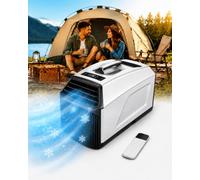 forplubossmmp Climatiseur De Camping 5100 BTU, Climatiseur Portable pour Tente,3 Vitesses, Télécommande Et Panneau Tactile Inclus, Fonction Minuterie, Fonctionnement Silencieux Silver-Gray