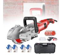 forplubossmmp Rainureuse Murale 4000 W, Machine À Rainurer Électrique avec 4 Gants Et Boîte À Outils, Coupe-Béton Mural, Machine À Rainurer Le Béton, 7500 TR/Min pour Les Coupes,Red