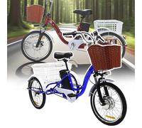 forplubossmmp Tricycle Électrique Cargo avec Panier pour Adultes, Roues De 50 Cm, Capacité De Charge De 150 Kg, Triple Freins À Disque, Phare LED, Confort De Conduite Tout-Terrain Blue