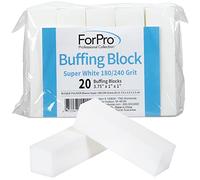 ForPro Bloc de polissage super blanc, grain 180/240 pour manucure et pédicure 4 faces, 9,5 cm L x 2,5 cm l x 2,5 cm H 20 pièces