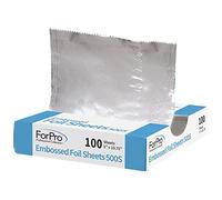 ForPro - Lot de 100 feuilles d'aluminium gaufrées - Distributeur pop-up - Pour application de couleur de cheveux et services de mise en évidence - Qualité alimentaire - 12,7 x 27,3 cm (l x L)