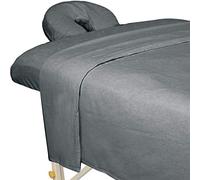 ForPro Lot de 3 draps de massage en flanelle de qualité supérieure, résistant aux taches et aux plis, comprend un drap plat, un drap-housse et une housse pour appui-tête, gris froid
