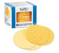 ForPro Lot de 50 éponges compressées en cellulose pour le visage, l'exfoliation et le démaquillage, rondes de 7 cm, naturelles