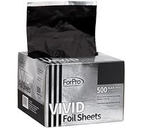 ForPro Lot de 500 feuilles d'aluminium gaufrées noires vives, distributeur de feuilles d'aluminium pop-up pour application de couleur et services de mise en évidence, qualité alimentaire, 12,7 x 27,3