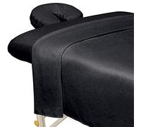 ForPro Parure de lit 3 pièces en Microfibre de qualité supérieure pour Tables de Massage, Comprend Un Drap Plat, Un Drap-Housse et Une Housse pour Repose-Visage, Noir
