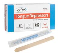 ForPro Professional Collection Lot de 100 abaisseurs de langue Senior - Grands bâtons applicateurs de cire - 15,2 cm - Stérile - Emballage individuel