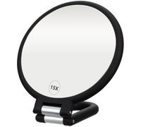 ForPro Professional Collection Miroir de Poche grossissant de qualité supérieure, Miroir grossissant x1/15x, poignée réglable Pliable, pour Maquillage, Voyage, Noir
