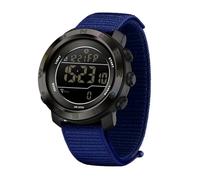 Forrader Montre militaire numérique tactile pour homme avec bracelet en nylon/silicone, montre de sport en plein air étanche avec compteur de calories, alarme, chronomètre, Sangle en nylon/bleu noir