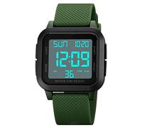 Forrader Montre numérique de sport pour homme, étanche, avec rétroéclairage LED, alarme, compte à rebours, double heure, chronomètre, 12/24 heures pour homme, femme, adolescent