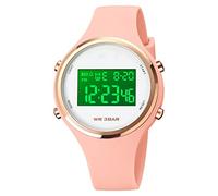 Forrader Montre numérique pour femme - Étanche - Avec bracelet en silicone - Chronomètre - Réveil - Calendrier - LED - Multifonction, Rose (1720), Sangle
