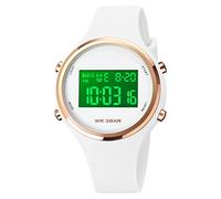 Forrader Montre numérique pour femme - Étanche - Avec bracelet en silicone - Chronomètre - Réveil - Calendrier - LED - Multifonction, Blanc (1720), Sangle