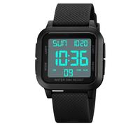 Forrader, Montre numérique pour homme, sport, imperméable, avec rétroéclairage LED, alarme, compte à rebours, double fuseau horaire, chronomètre, format 12/24h, pour hommes, femmes, adolescents, blanc