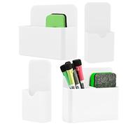 Forreen Boîte de Rangement Magnétique, 4 Pièces Porte-Stylo Magnétique Réglable Durable Porte-Crayon Magnétique pour Réfrigérateur, Tableau Blanc et Casier (Blanc)