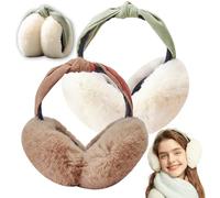 Forreen Cache-Oreilles Femme, 2 Pièces Couvre-Oreilles Peluche Pliable Mode Classique Doux par Temps Froid Chauffe-Oreilles pour Ski,Randonnée et d'Autres Activités de Plein Air Hivernales