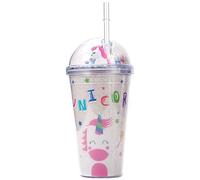 Forreen Gobelet Plastique Reutilisable avec Paille, Bouteille d'eau Pailletée Licorne Anti-Éclaboussures Tasse a Paille pour Adulte ou Enfant Bureau Voyage Cyclisme Sport,450ML