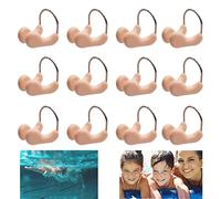 Forreen Pince-Nez, 12 Pièces Clip de Nez Unisexe Confortable Bouchon de Nez de Natation Étanche Silicone Pince-Nez Protecteur avec Rembourrage Doux pour Les Nageurs De Loisirs,Beige (sans boîte)