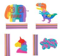 Forreen Planche d'Activité Sensorielle en Silicone, 4 Pièces Jouets Sensoriels avec 44 Cordes Tableau d'Activité Sensoriel Double Face Anti Stress Jouet pour Enfants de 3 Ans et Plus et Adultes
