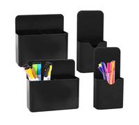 Forreen Porte-Marqueur Magnétique,4 Pièces Boîte de Rangement Magnétique Porte-Stylo Magnétique Tableau Blanc Porte-Stylo pour Réfrigérateur Bureaux Ecoles,2 Tailles (Noir)